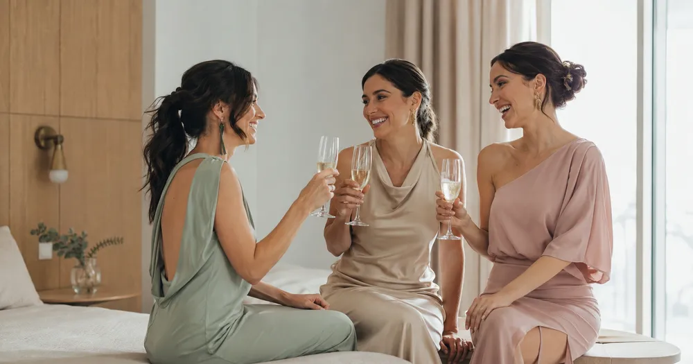 Grupo de invitadas preparadas por EVOCA para un evento